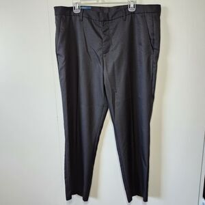 Perry Ellis Slim Fit Dress Pants Mens 38x30 Gray Flat Front Posh Classy